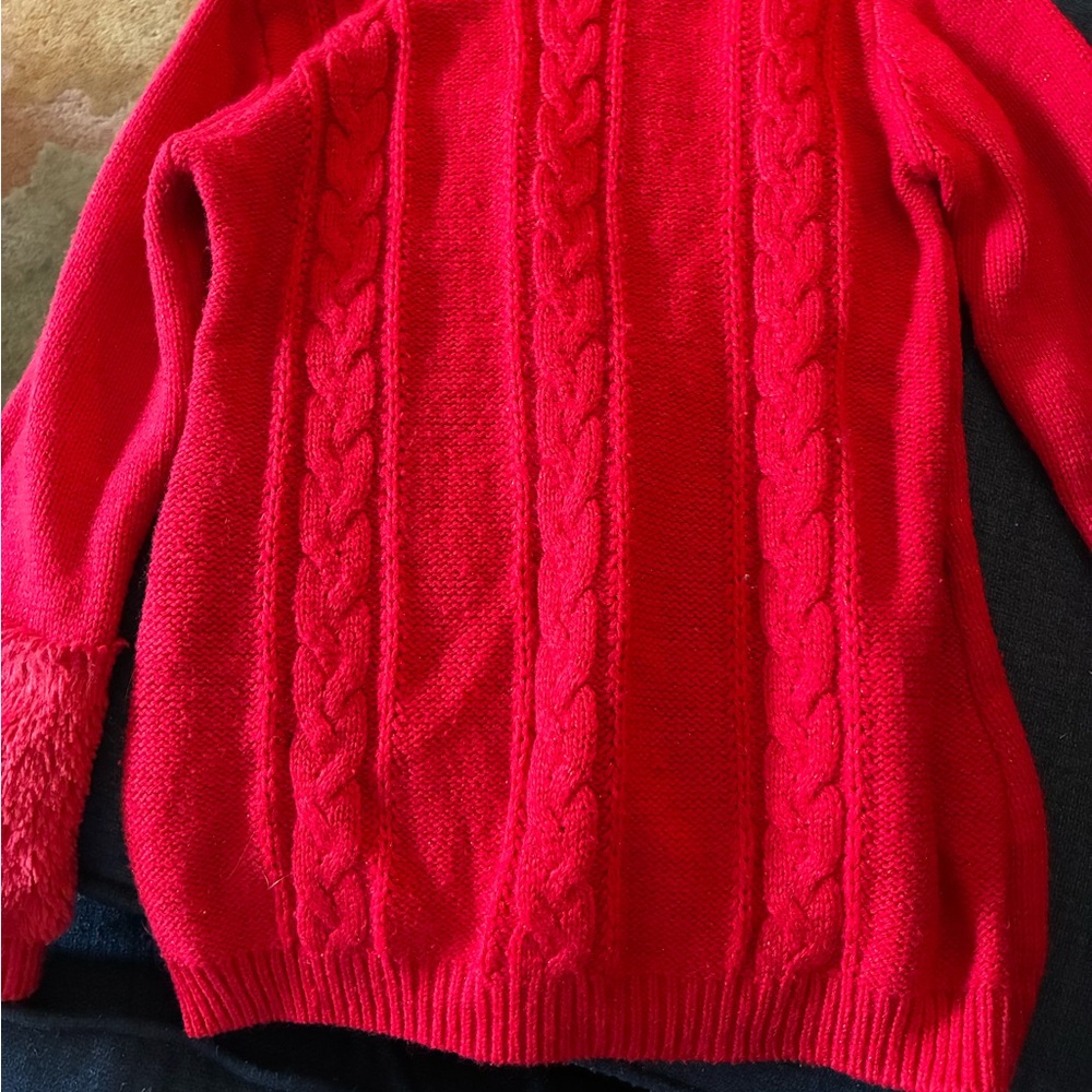 Red Cable Knit Women's Sweater